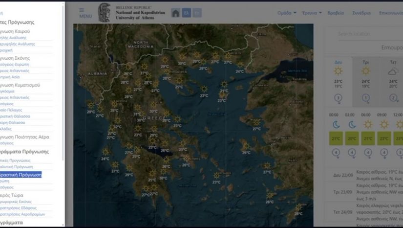 Κόμβος του ΕΚΠΑ για την πρόγνωση του καιρού